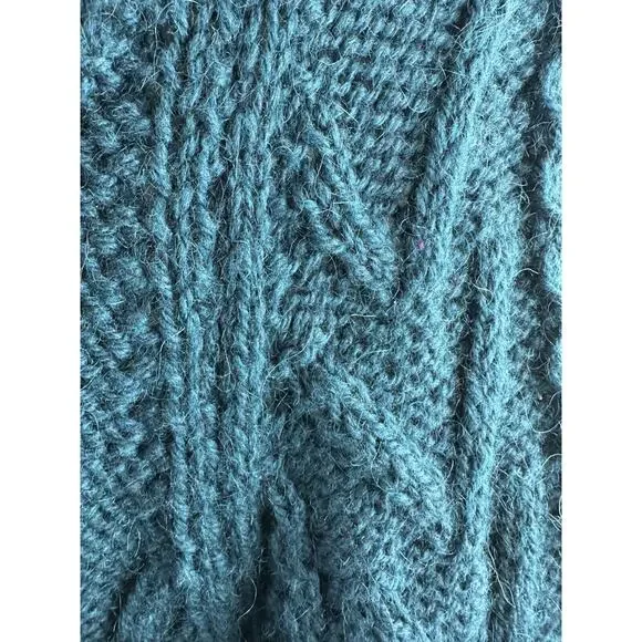 An Irish Traditional Handknit Cardigan Fisherman Sweater Pure New Wool Ireland - Picture 11 of 16